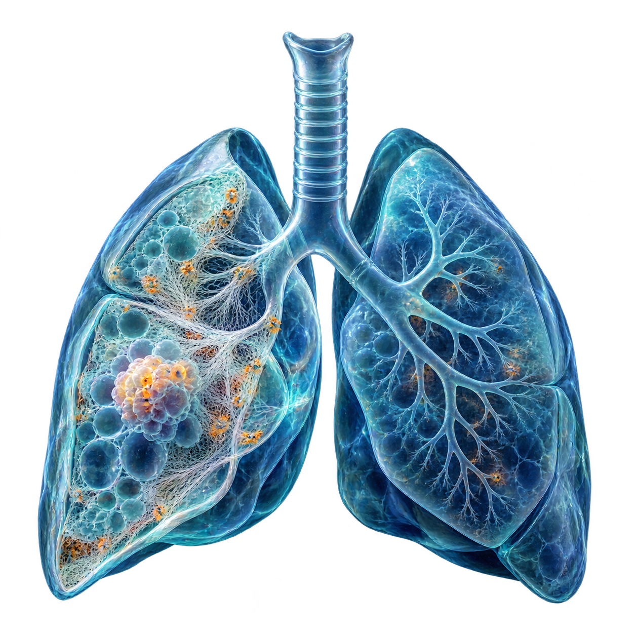 Pulmoner hastalık modellemesini temsil eden akciğer görseli